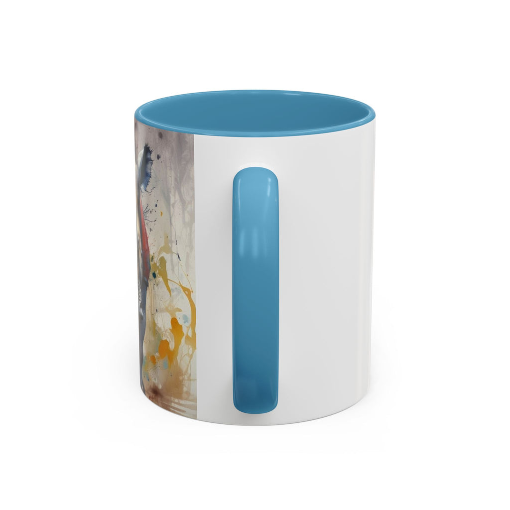 Rhino Watercolor Accent Coffee Mug — Colorful Wildlife Art 11/15oz