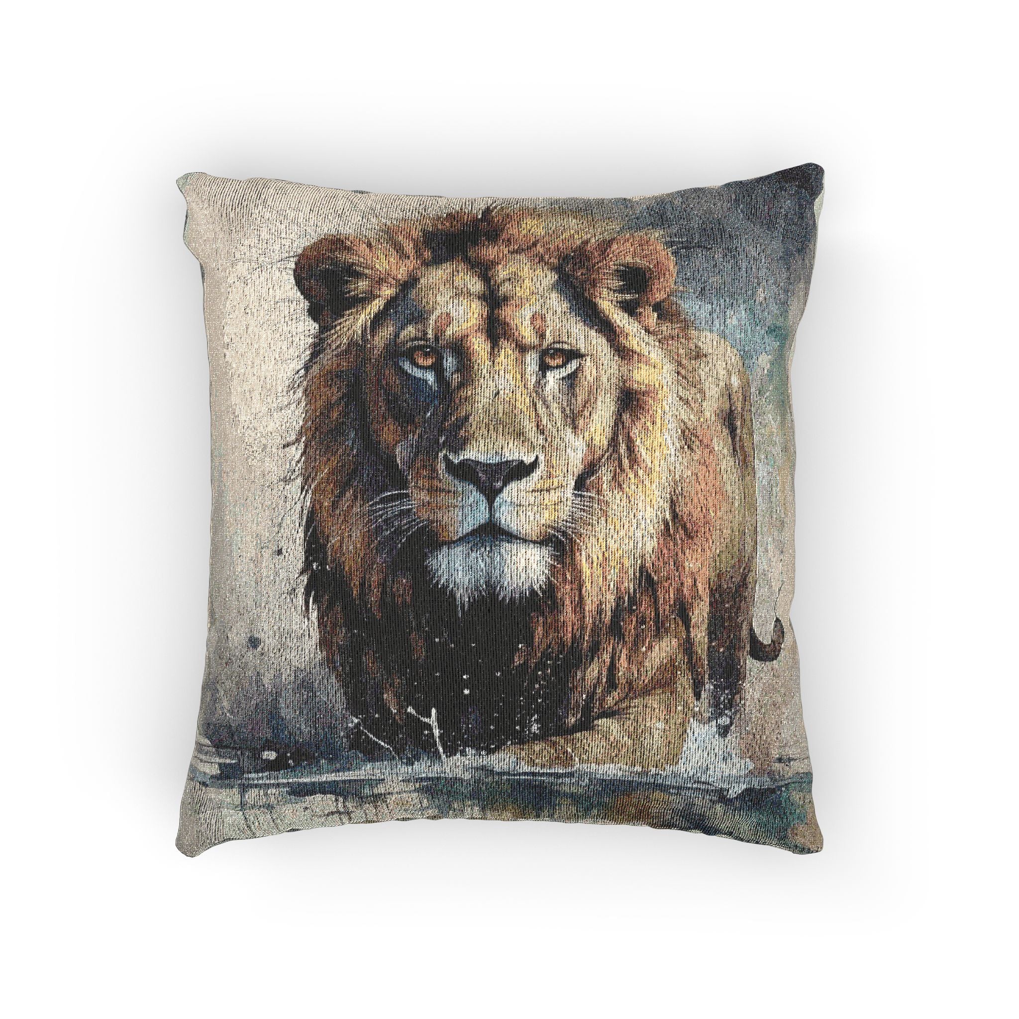 Woven Pillow — Majestic Lion Tapestry Throw Pillow