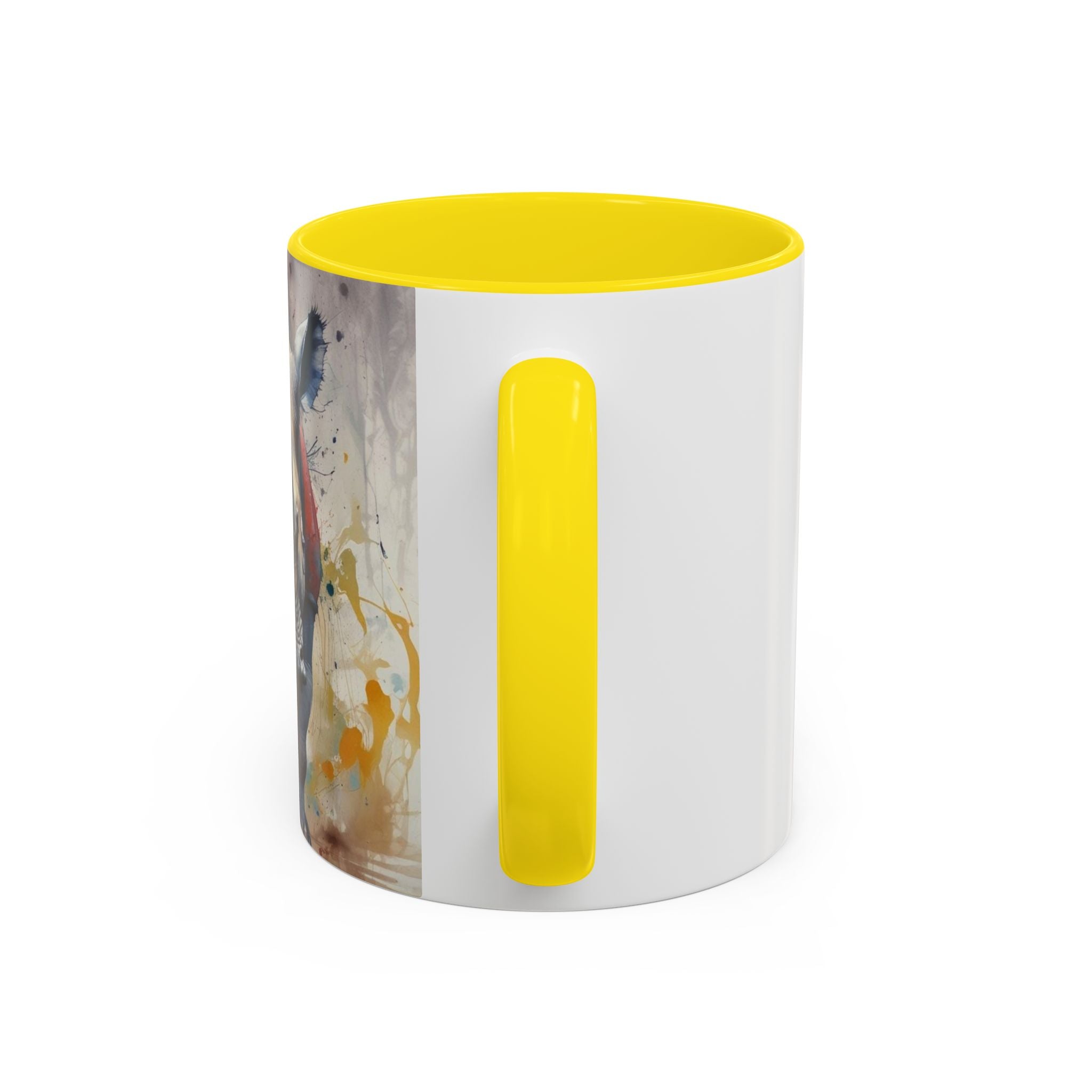 Rhino Watercolor Accent Coffee Mug — Colorful Wildlife Art 11/15oz